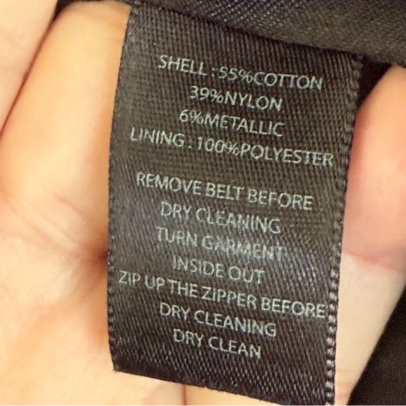 WHBM Ruffle Rain Jacket Belted Rhinestone & Satin Trench Coat Black Pink Size L - Picture 14 of 15